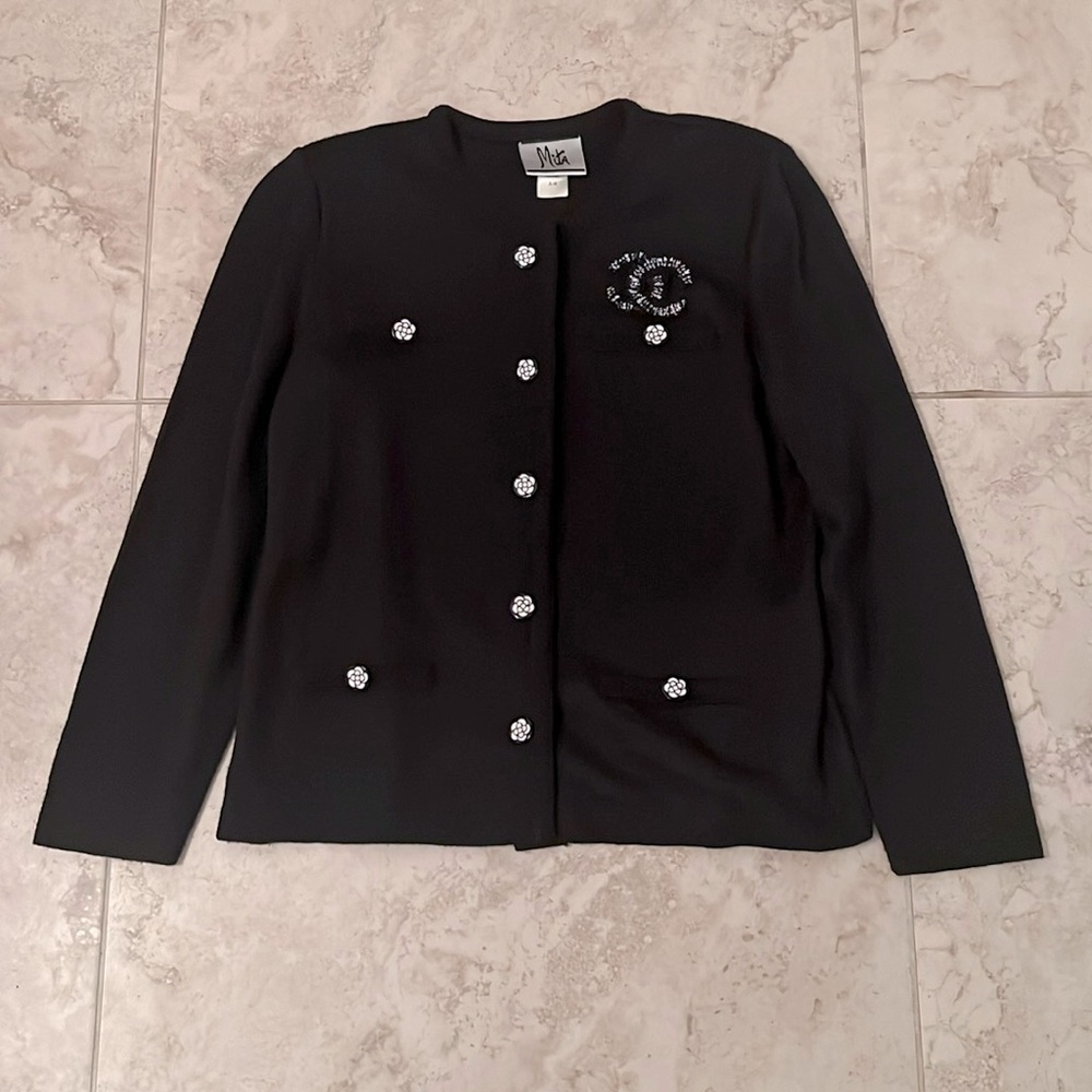 Maje Black Cardigan with Embellished Details